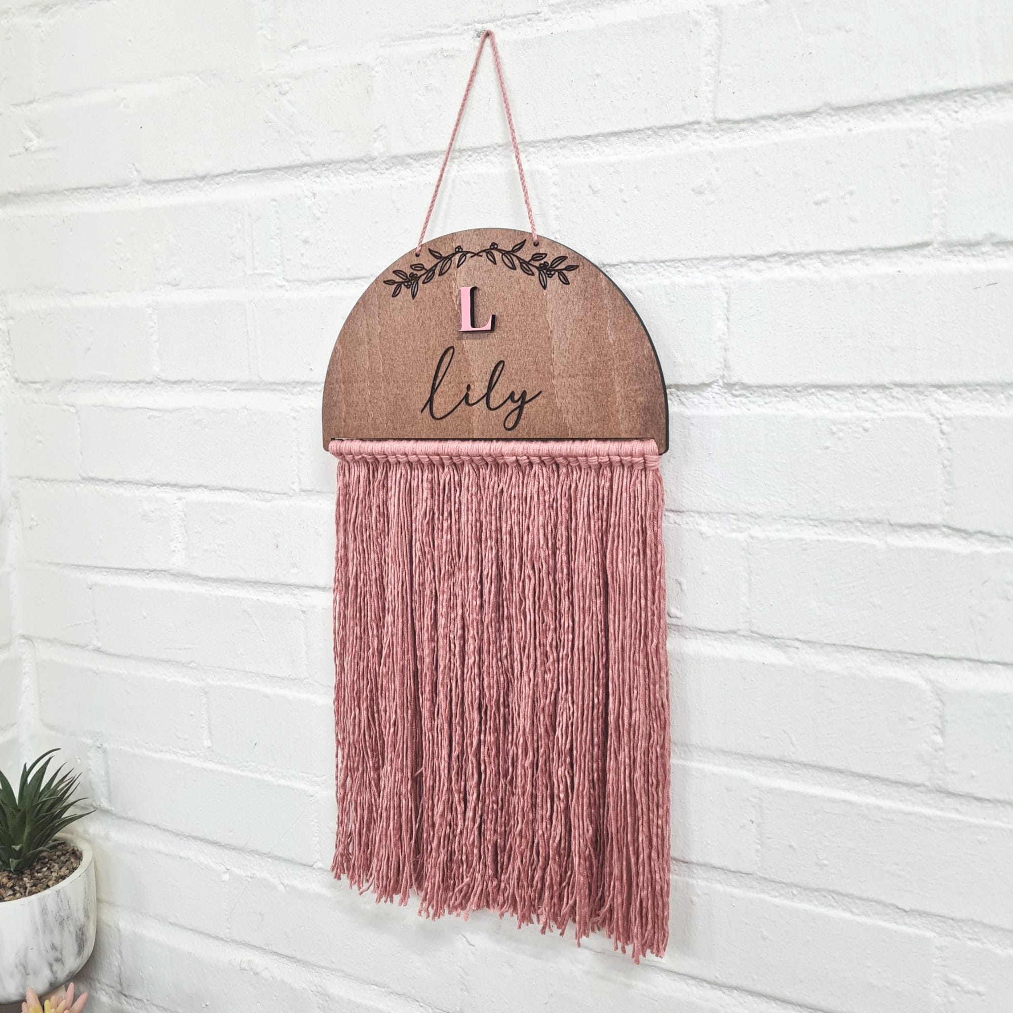 Personalised Boho Macrame Plaque, Wooden Sign, Wall Hanging, Nursery Sign, Personalised Gift for New Baby, Gift UK