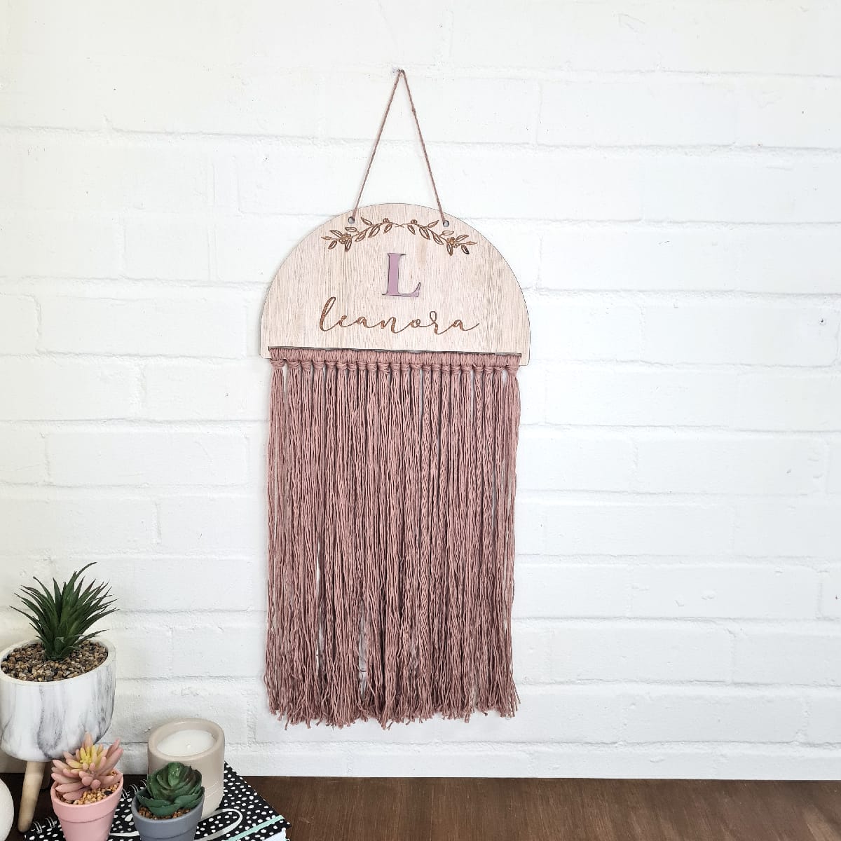 Macrame Name Plaque | Personalised Wooden Plaque | Nursery Decor | Wooden Name Bunting | Custom Flag | Macrame Wall hanging | Sign | Baby