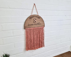 Personalised Boho Macrame Plaque, Wooden Sign, Wall Hanging, Nursery Sign, Personalised Gift for New Baby, Gift UK