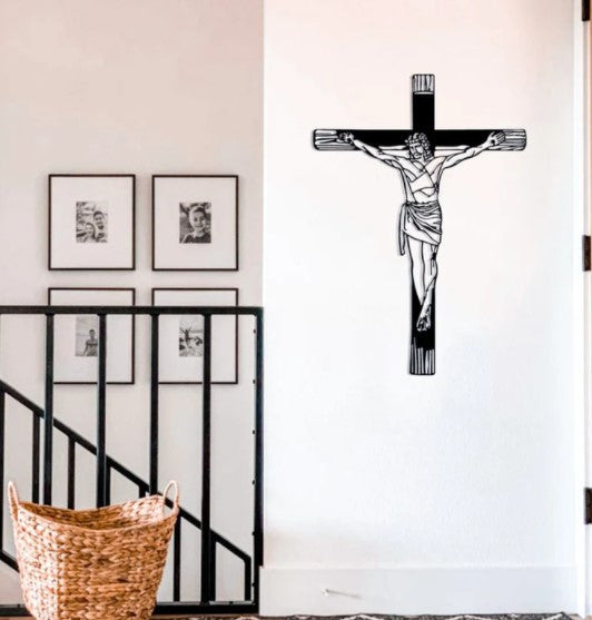 Jesus in Cross Wood & Metal Wall Decor - Christian Wall Decor Art