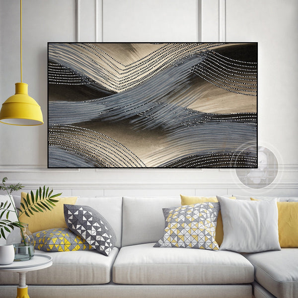 Abstract Waves Canvas Wall Art for Living Room, Printed Ready to Hang Canvas Wall Art