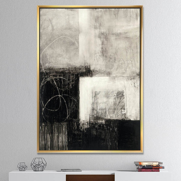 Black and White Abstract Canvas Wall Art for Living Room, Printed Ready to Hang Canvas Wall Art