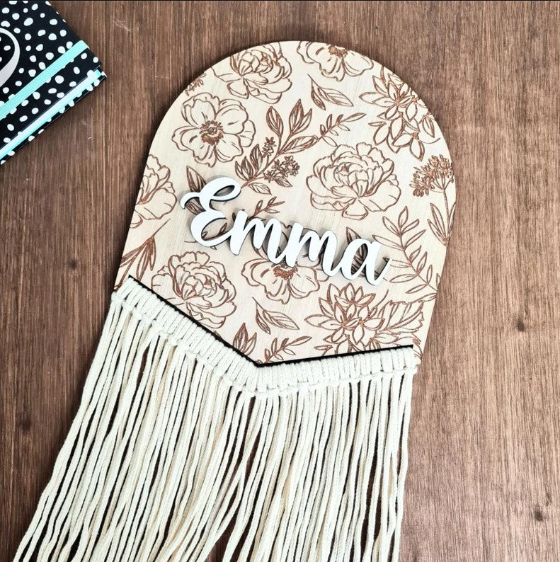 Boho Cute Name Signs Nursery Decor, Personalised Sign, Name Door Hanger, Birthday Gift, Nursery Wall Hanger, Last Name Sign, Unique Gift