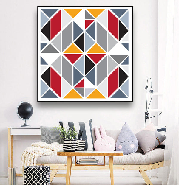 Abstract Geometric Shaped Canvas Wall Art for Living Room, Printed Ready to Hang Canvas Wall Art