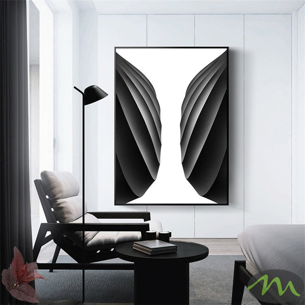 Black Abstract Wings Canvas Wall Art for Living Room, Printed Ready to Hang Canvas Wall Art