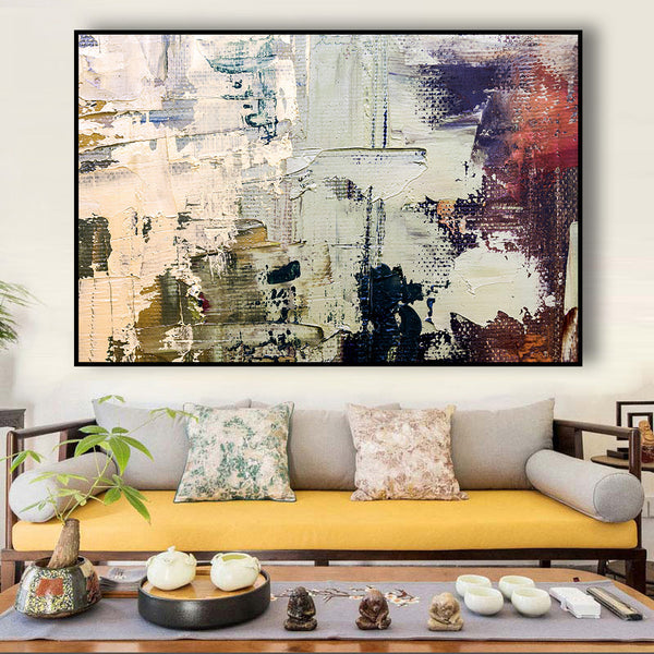 Abstract Brush Strokes Canvas Wall Art for Living Room, Printed Ready to Hang Canvas Wall Art