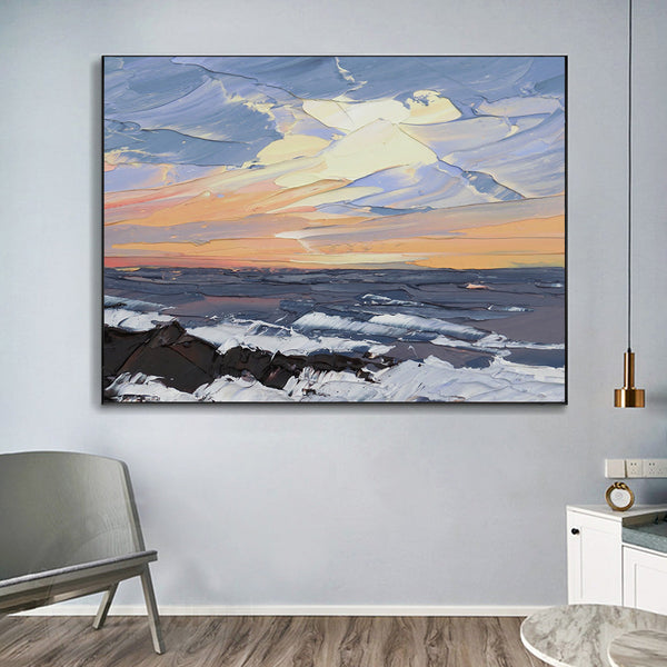 Abstract Sunset Horizontal Canvas Wall Art for Living Room, Printed Ready to Hang Canvas Wall Art