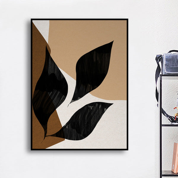 Abstract Leaves Canvas Wall Art for Living Room, Printed Ready to Hang Canvas Wall Art