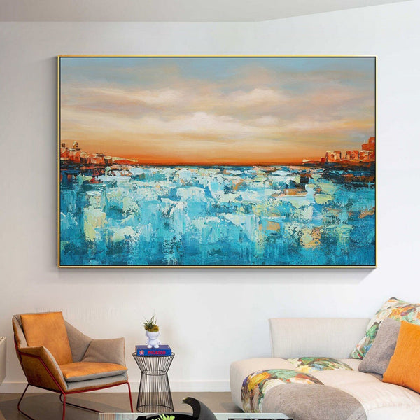 Abstract Seascape Canvas Wall Art for Living Room, Printed Ready to Hang Canvas Wall Art