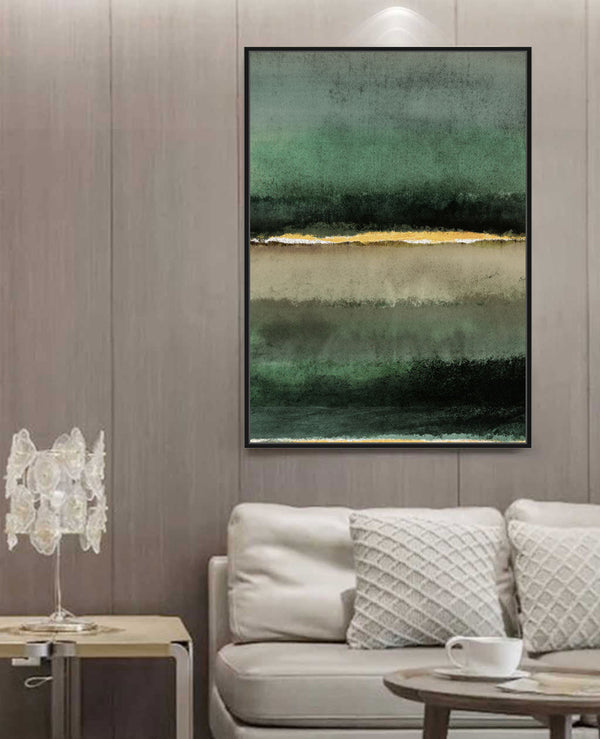 Green Abstract Canvas Wall Art for Living Room, Printed Ready to Hang Canvas Wall Art